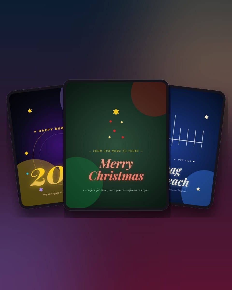 Christmas and New Year 2027 Card Templates: Which Animated Card for Family, Friends, Clients and the Office — real MomentoCard cards