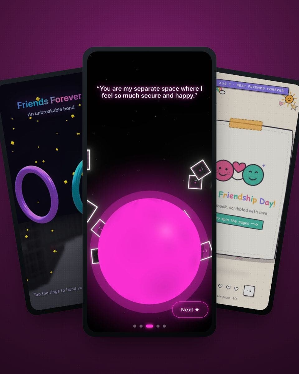 120+ Happy Friendship Day Wishes & Messages for 2026 (For Best Friends, BFF & Long-Distance) — real MomentoCard cards