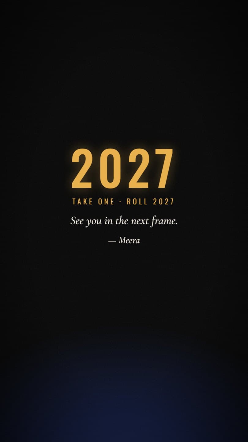 The year 2027 in large gold letters above the words take one, roll 2027, and the line See you in the next frame