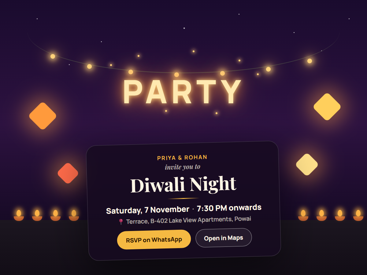Celebration Night — animated festival greeting card template