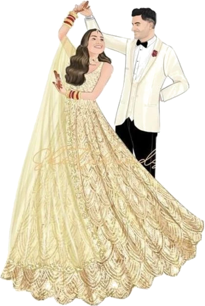 Couple dancing at the sangeet night — animated wedding invitation scene